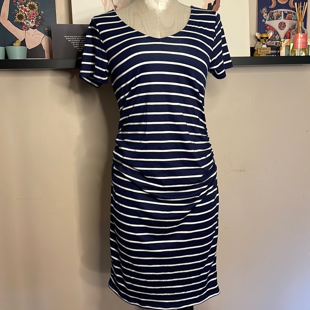 Full Moon Sophy Maternity Back Detail Knit Dress Navy Small